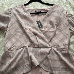 Light Pink Polyester with sheer sleeves